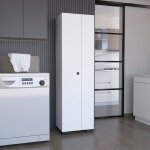 Tuhome concept - colonne de salle de bain lago en m�lamine avec 2 portes et 6 �tag�res, blanc , 181. ...