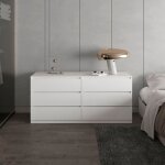 Tuhome concept - commode basilea en mélamine avec 4 tiroirs et rails métalliques. Tuhome concept - commode basilea en mélamine avec 4 tiroirs et rails métalliques.
