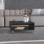 Tuhome concept - table basse eclipse en m�lamine avec plateaux inf�rieurs et 4 pieds , noir , 26. 9 cm ...