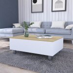 Tuhome concept - tuhome table basse relevable boston, blanc / ch�ne clair