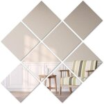 Tuiles miroir auto - adh�sives 15x15cm 8 pi�ces miroirs muraux d�coratifs tuiles miroir � coller