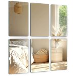 Tulup - carreaux de miroir sans cadre - d�coratif auto - adh�sif (30x16cm, 6 pi�ces) - miroir mural autocollan ...