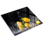 Tulup - planche de cuisine, couvre plaque, verre planche d�couper, verre tremp� ? 60 x 52 cm - citrons ...