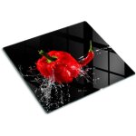 Tulup - planche de cuisine, couvre plaque, verre planche d�couper, verre tremp� ? 60 x 52 cm - poivron ...