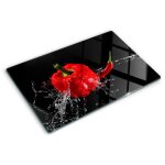 Tulup - planche de cuisine, couvre plaque, verre planche dcouper, verre tremp ? 80 x 52 cm - poivron ...