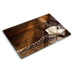 Tulup - planche de cuisine, couvre plaque, verre planche d�couper, verre tremp� ? 80 x 52 cm - une tasse ...