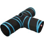 Tunnel pour chats � 3 voies noir et bleu 90 cm polyester