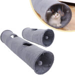 Tunnel pour chat avec balle de jeu, 30 x 130 cm et 30 x 67cm, tunnel de jeu pliable et extensible en ...