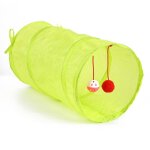 Tunnel pour chat, tube vert pliable, grand espace, cloche sonore, conception froiss�e, jouet de jeu durable ...