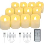 Tuserxln - lot de 12 bougies chauffe plat led rechargeables avec tlcommande, minuterie, lectrique ...