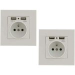 Tuserxln - lot de 2 prises murales, prise electrique murale avec double usb , prise encastrable avec ...