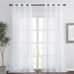 Tuserxln - 2pcs 137240cm rideau voilage - double panneaux rideau en voile tulle avec oeillets draperies ...