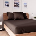 Tuserxln - drap housse - - 150x200 cm - brun - coton extensible marron brun
