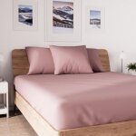 Tuserxln - drap housse en coton 150x200 cm vieux rose, par rose rose