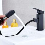 Tuserxln - mitigeur lavabo noir douchette acier inoxidable levier unique eau chaude et froide avec tuyaux ...