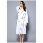 Peignoir femme coton gaufr lger robe de chambre unisexe spa sauna peignoir de bain eponge - blanc l ...