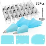 Tuserxln - poche douille en acier inoxydable diy kits rutilisable 32 pcs pour dcoration de gteaux ...