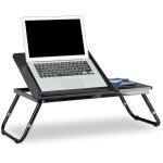 Tuserxln - table d'ordinateur portable pliable noir plateau de lit hxlxp: 40 x 75 x 35 cm hauteur rglable ...