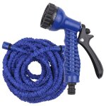 Tuyau d'arrosage extensible 3x15 m, anti - fuite, haute pression, flexible, avec buse 7 fonctions, bleu, ... Tuyau d'arrosage extensible 3x15 m, anti - fuite, haute pression, flexible, avec buse 7 fonctions, bleu, ...