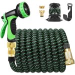 Tuyau arrosage extensible 30m 100ft tuyau d?arrosage retractable avec support et pistolet arrosage 9 ...