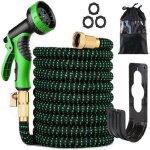 Snq - tuyau arrosage extensible 30m 100ft tuyau d'arrosage retractable avec support et pistolet arrosage ...