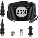 Tuyau de d�bouchage de conduit de nettoyage haute pression 25m pour k�rcher k2 k3 k4 k5 k6 k7 hd hds, ...