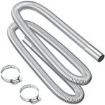 Tuyau d'�chappement, 200cm portable flexible tuyau d'�chappement en acier inoxydable avec 2 colliers ...