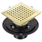 Tuyau d'�vacuation de douche de 4 pouces (environ 10, 2 cm), couvercle de vidange de douche dor�, siphon ...