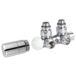 Twin - jeu de raccordement thermostatique de robinets, raccordement central, version droite, chrome cp3010 ...
