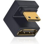 U shape adaptateur mini hdmi vers hdmi 8k, down angle adaptateur mini hdmi vers hdmi femelle supportant ...