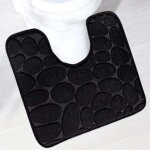 U - shaped bath mat, non slip soft absorbent bathroom rugs, quick dry bath rugs, polyester contour toilet ...
