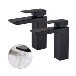 Ubeegol - 2pcs robinet salle de bain cascade noir mitigeur salle de bain en acier inox  deux voies robinet ...