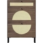 Uev - armoire  chaussures avec 2 rangements chaussure et 1 tiroir, meuble  chaussures en rotin, rangement ...