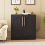 Uev buffet bas � 2 portes, meuble de rangement avec manche en m�tal dor�, �tag�re r�glable et amovibles, ...