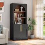Uev buffet haute 180cm, vaisselier cuisine haute, armoire de rangement avec 2 portes et 3 compartiments, ...