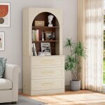 Uev buffet haute 180cm, vaisselier cuisine haute, armoire de rangement avec 3 tiroirs et 3 compartiments, ...
