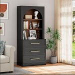 Uev buffet haute 180cm, vaisselier cuisine haute, armoire de rangement avec 3 tiroirs et 3 compartiments, ...