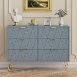 Uev commode � 6 tiroirs, meuble de rangement chambre adulte / enfant, longueur 100cm, motif de ligne, ...