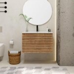 Uev meuble salle de bain, avec lavabo en céramique, lavabo suspendu 75cm, 2 tiroirs avec système de fermeture ... Uev meuble salle de bain, avec lavabo en céramique, lavabo suspendu 75cm, 2 tiroirs avec système de fermeture ...