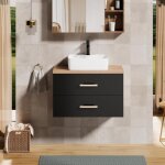 Uev - meuble sous lavabo suspendu 80, 5cm, meuble salle de bain avec vasque  poser, lavabo en cramique, ...