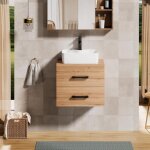 Uev - meuble sous lavabo suspendu 80, 5cm, meuble salle de bain avec vasque  poser, lavabo en cramique, ...