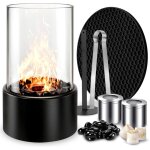 Cheminée de table bio éthanol avec pad pu pierres décoratives durée de combustion plus longue portable ... Cheminée de table bio éthanol avec pad pu pierres décoratives durée de combustion plus longue portable ...