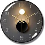 Horloge murale, 12 pouces silent round classroom clock, 3d incurv verre grande horloge murale, pile ...