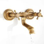 Ugreat - robinet mural en cuivre vintage, vier mural de cuisine antique rotatif  180 degrs avec eau ...
