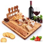 Ulisem 1 planche  fromage, plateau de service avec 4 couteaux en acier inoxydable, planche  charcuterie ...