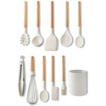 Ulisem 10 pi�ces kit ustensiles de cuisine, set de couverts de cuisine, poign�e en bois, r�sistant � ...