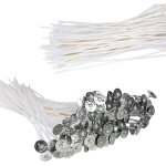 Ulisem lot de 100 m�ches de bougie fonctionnelles sans fum�e ? m�che en coton pr� - cir� avec languettes ...
