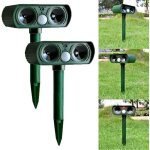 Ulisem - 2pcs r�pulsif solaire � ultrasons pour chiens et chats, animaux renards, cerfs, rongeurs, capteur ...