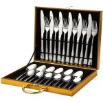 Ulisem ensemble de couverts de table 24 pices pour 6 personnes en acier inoxydable. paisseur 3 mm et ...