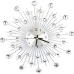 Ulisem horloge murale 3d en cristal argent� scintillant, design moderne et rond, d�coration murale num�rique ...